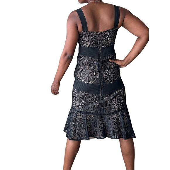 Ann Taylor LOFT Black Lace Sweetheart Neck Trumpet Midi Dress Size 8 - Picture 4 of 11